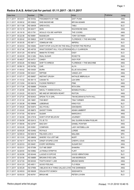 Redox DAS Artist List for Period: 01.11.2017