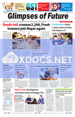 Death Toll Crosses 2,200, Fresh Tremors Jolt Nepal Again