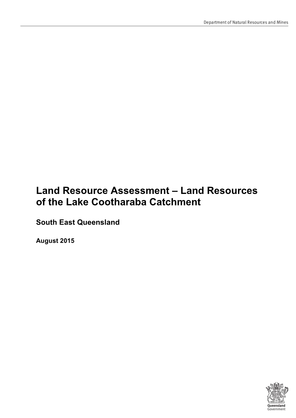 Land Resources of the Lake Cootharaba Catchment