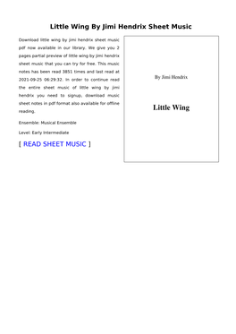 Little Wing by Jimi Hendrix Sheet Music