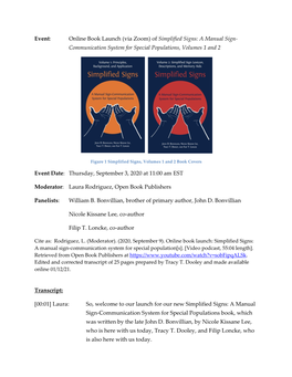 Simplified Signs Book Launch Transcript