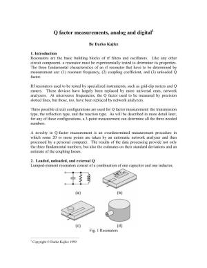 Q Factor Measurements, Analog and Digital1