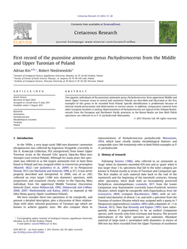 First Record of the Puzosiine Ammonite Genus Pachydesmoceras from the Middle and Upper Turonian of Poland