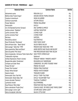 GARDEN of the SUN - PERENNIALS Page 1