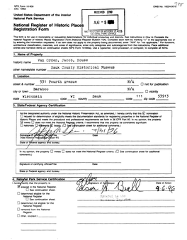 National Register of Historic Place Registration Form AUG-5WI