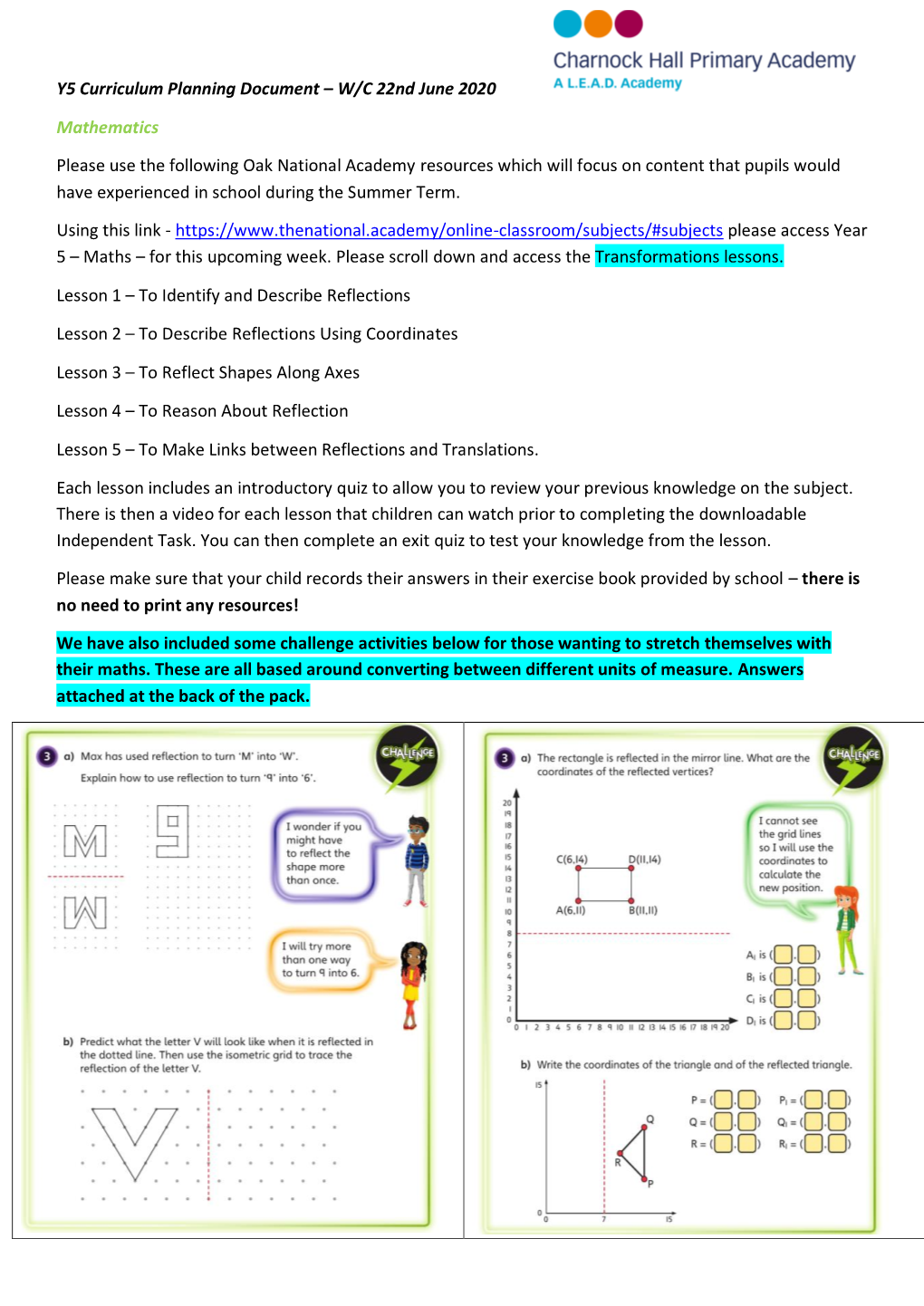 Y5 Curriculum Planning Document – W/C 22Nd June 2020