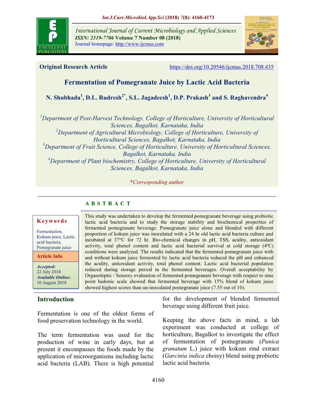 Fermentation of Pomegranate Juice by Lactic Acid Bacteria