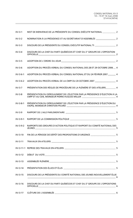 CONSEIL NATIONAL XV-3 14 – 15 ET 16 Mars 2008 ST-HYACINTHE