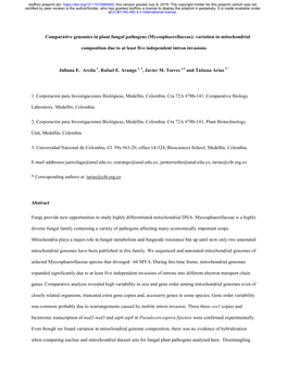 Mycosphaerellaceae): Variation in Mitochondrial