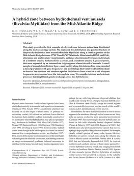 A Hybrid Zone Between Hydrothermal Vent Mussels (Bivalvia: Mytilidae)