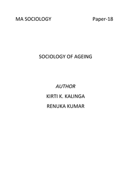 Paper-18 Sociology of Ageing