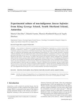 Experimental Culture of Non-Indigenous Juncus Bufonius from King George Island, South Shetland Island, Antarctica