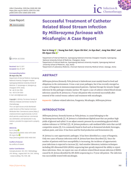 Successful Treatment of Catheter Related Blood Stream Infection by Millerozyma Farinosa with Micafungin: a Case Report