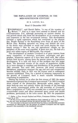 The Population of Liverpool in the Mid-Nineteenth Century