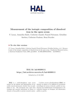 Measurement of the Isotopic Composition of Dissolved Iron in the Open Ocean F