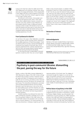 Psychiatry in Post-Communist Ukraine: Dismantling the Past, Paving the Way for the Future