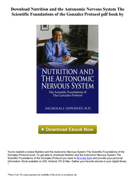 Download Nutrition and the Autonomic Nervous System the Scientific Foundations of the Gonzalez Protocol Pdf Book By