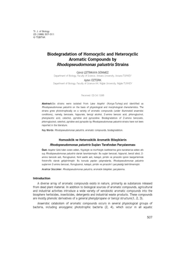 Biodegradation of Homocyclic and Heterocyclic Aromatic Compounds by Rhodopseudomonas Palustris Strains
