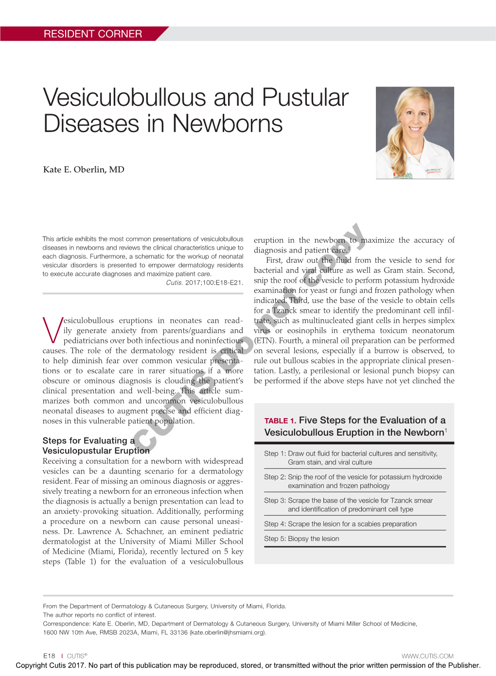 Vesiculobullous and Pustular Diseases in Newborns