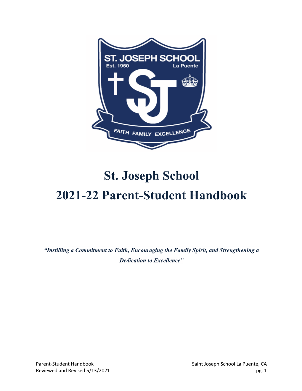 SJLP 2021-2022 Parent Student Handbook