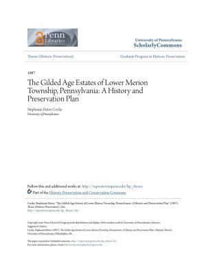 The Gilded Age Estates of Lower Merion Township, Pennsylvania: a History and Preservation Plan