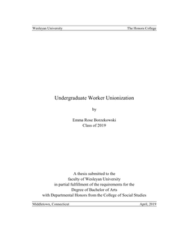 Undergraduate Worker Unionization