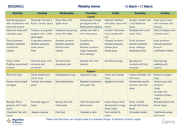 SOLIHULL Weekly Menu 15 March – 21 March