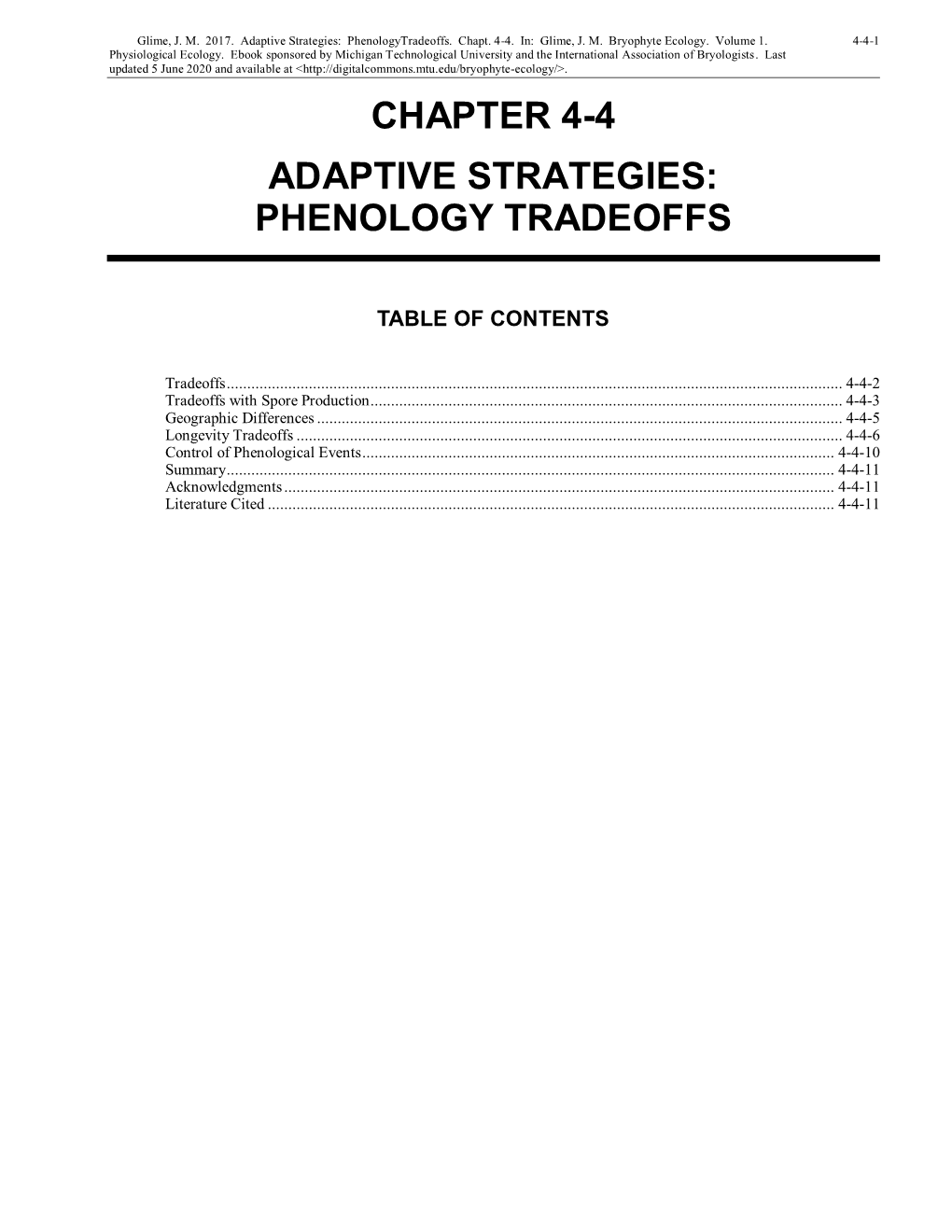 Volume 1, Chapter 4-4: Adaptive Strategies: Phenology Tradeoffs