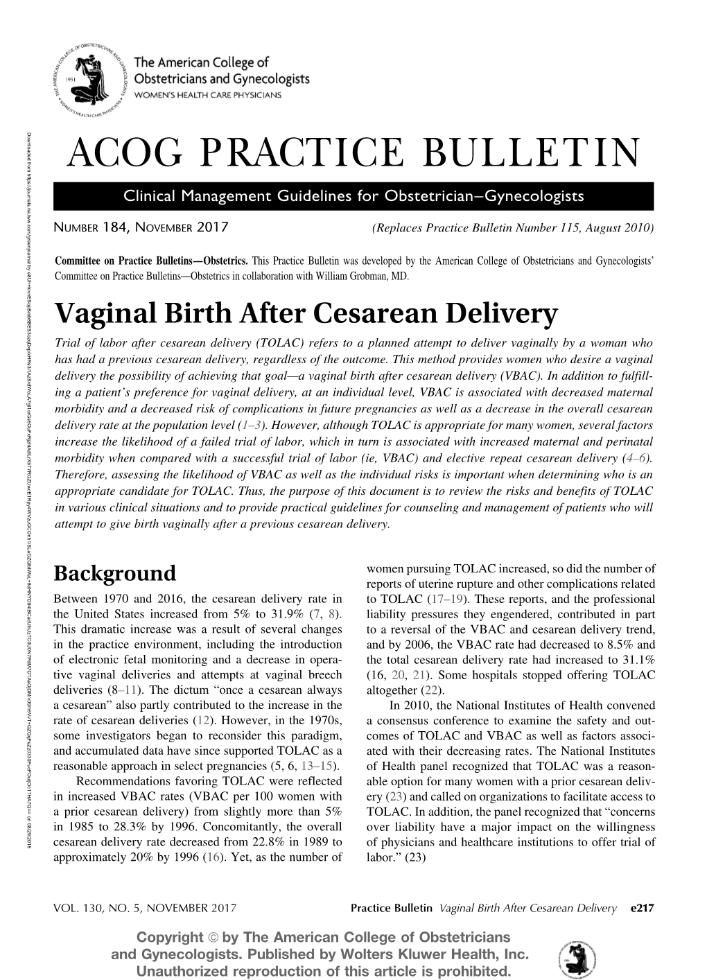 Acog Practice Bulletin