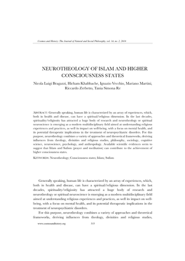 NEUROTHEOLOGY of ISLAM and HIGHER CONSCIOUSNESS STATES Nicola Luigi Bragazzi, Hicham Khabbache, Ignazio Vecchio, Mariano Martini, Riccardo Zerbetto, Tania Simona Re