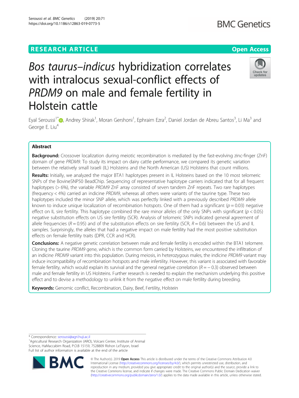 Bos Taurus–Indicus Hybridization Correlates with Intralocus Sexual