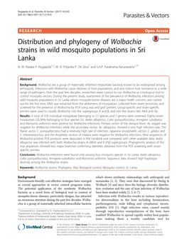 Distribution and Phylogeny of Wolbachia Strains in Wild Mosquito Populations in Sri Lanka N