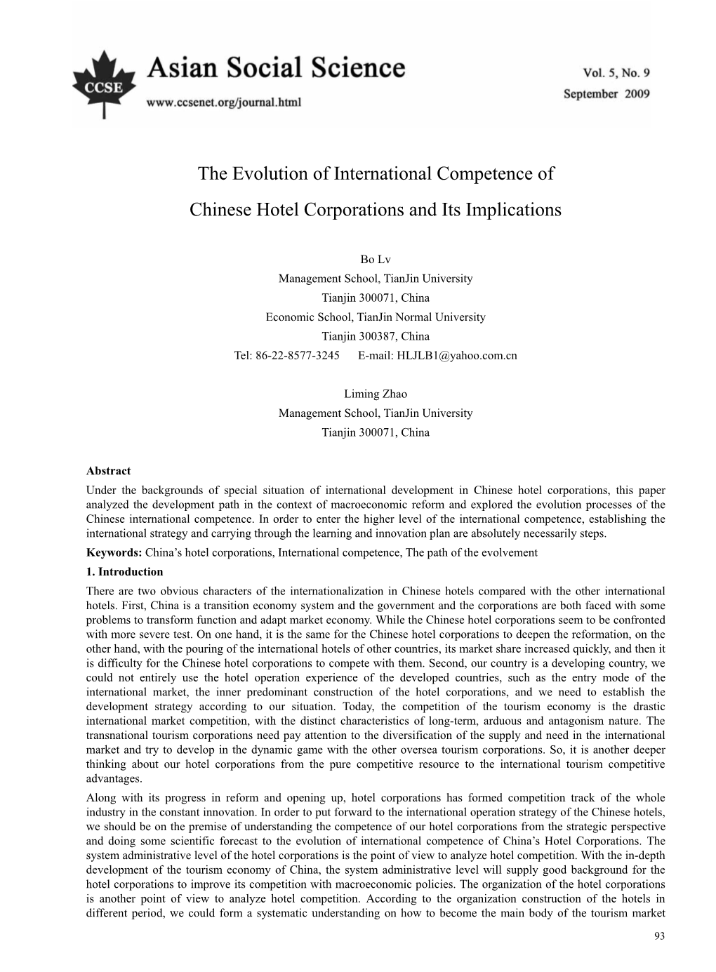 The Evolution of International Competence of Chinese Hotel Corporations and Its Implications