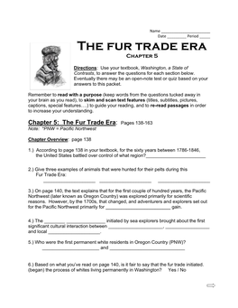 The Fur Trade Era Chapter 5