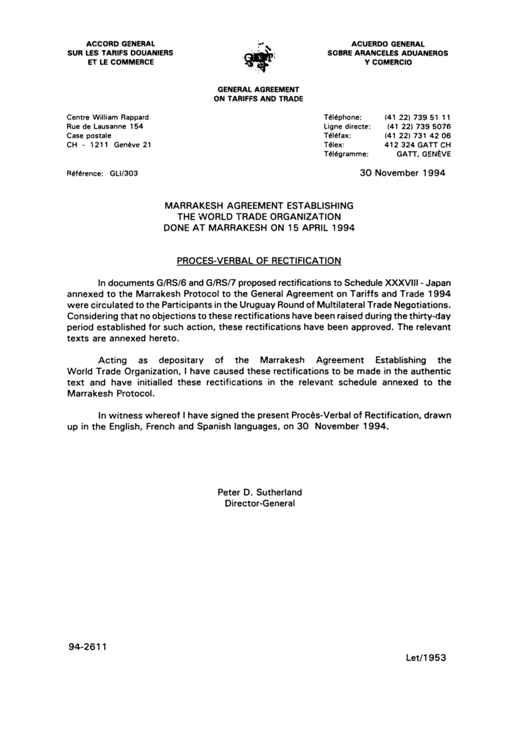 Let/1953 Accord Général Sur Les Tarifs Douaniers Et Le Commerce Germai Agreement on Tariffstatiffs and Trade Page 2