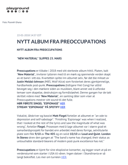 Nytt Album Fra Preoccupations