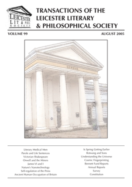 Volume 99 • 2005 Transactions of the Leicester Literary & Philosophical Society