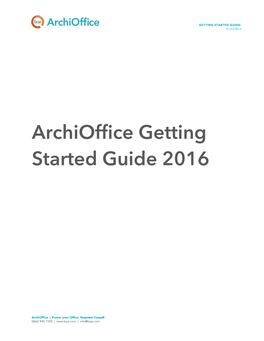 Archioffice Getting Started Guide 2016