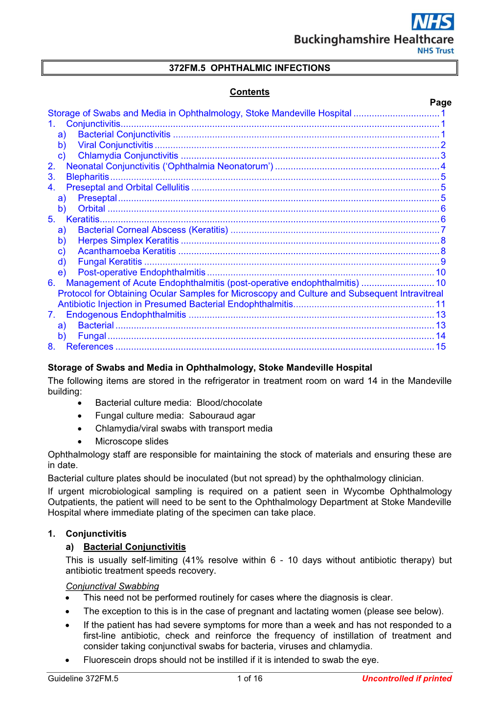 Ophthalmic Infections Guideline