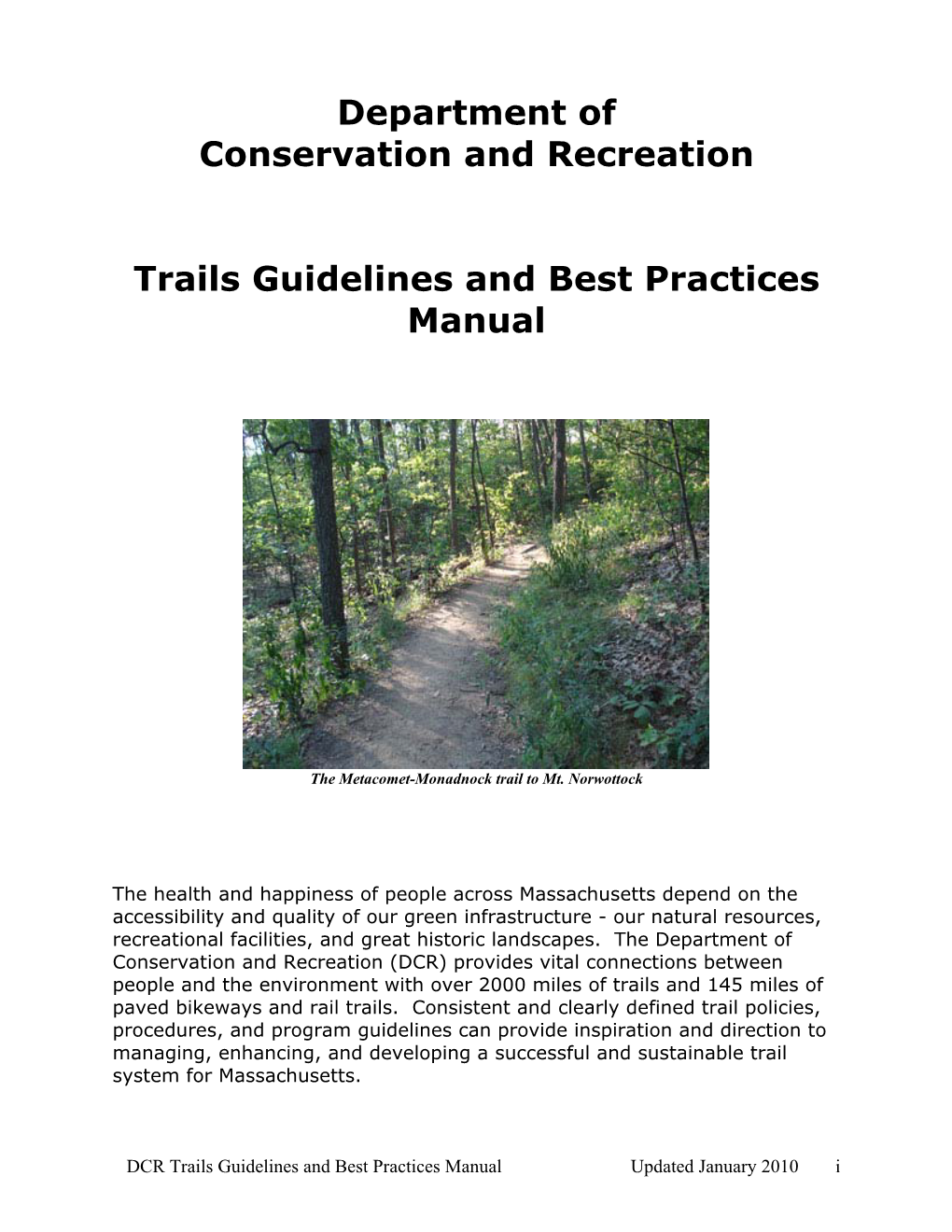 Department of Conservation and Recreation Trails Guidelines And