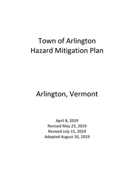 Town of Arlington Hazard Mitigation Plan Arlington, Vermont