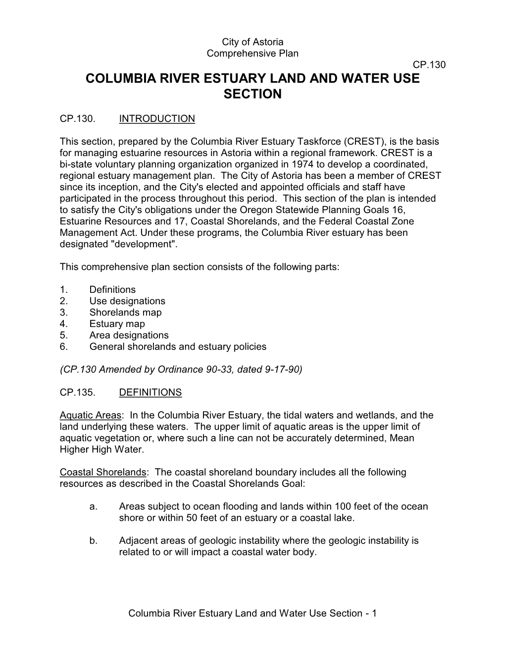 Columbia River Estuary Land and Water Use Section