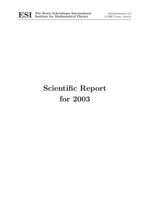 Scientific Report for 2003
