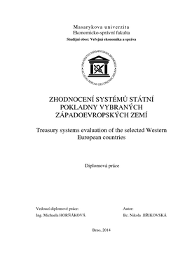 Zhodnocení Systémů Státní Pokladny Vybraných Západoevropských Zemí