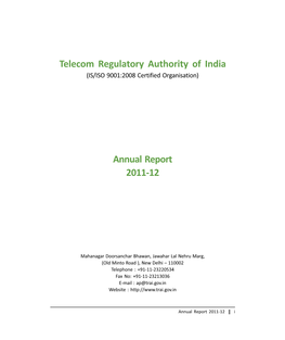 Telecom Regulatory Authority of India Annual Report 2011-12