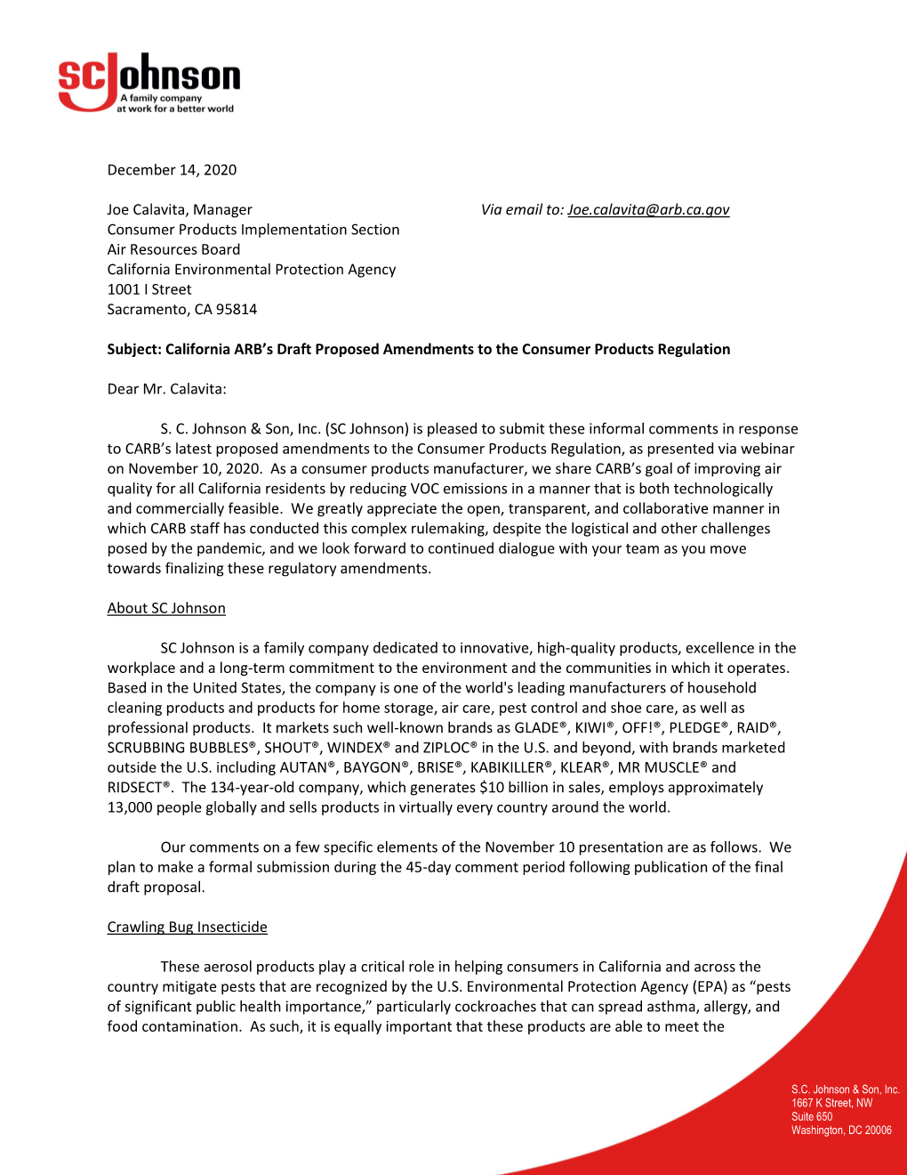 Scjohnson Comment Letter on CARB's Draft Proposed