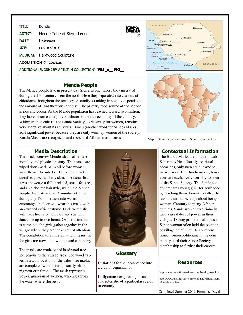 Mende People Glossary Contextual Information Resources Media Description
