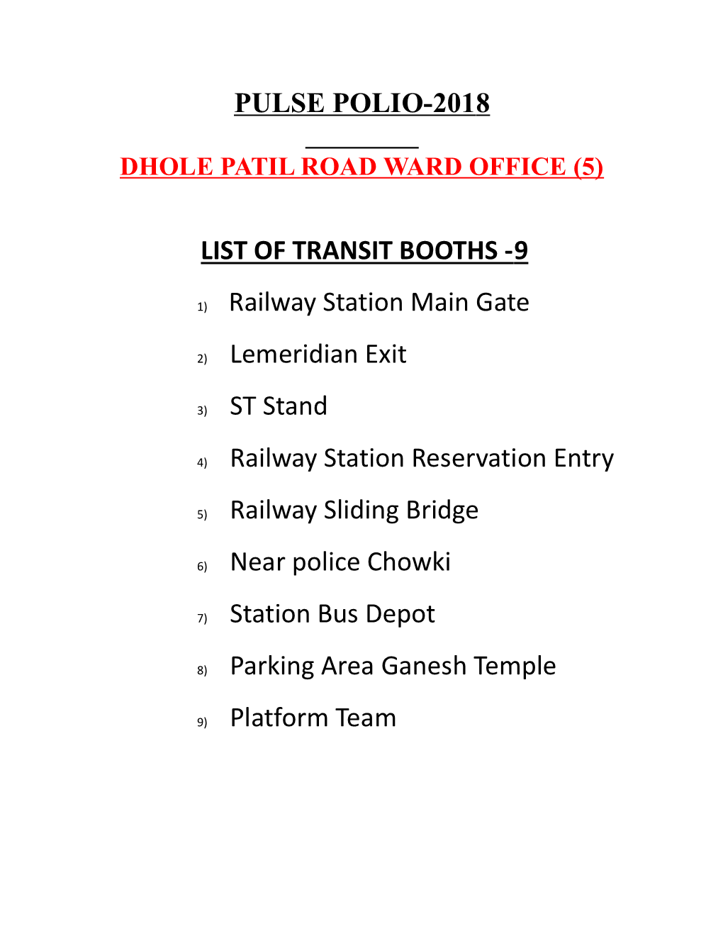 List of Transit Booths - 9