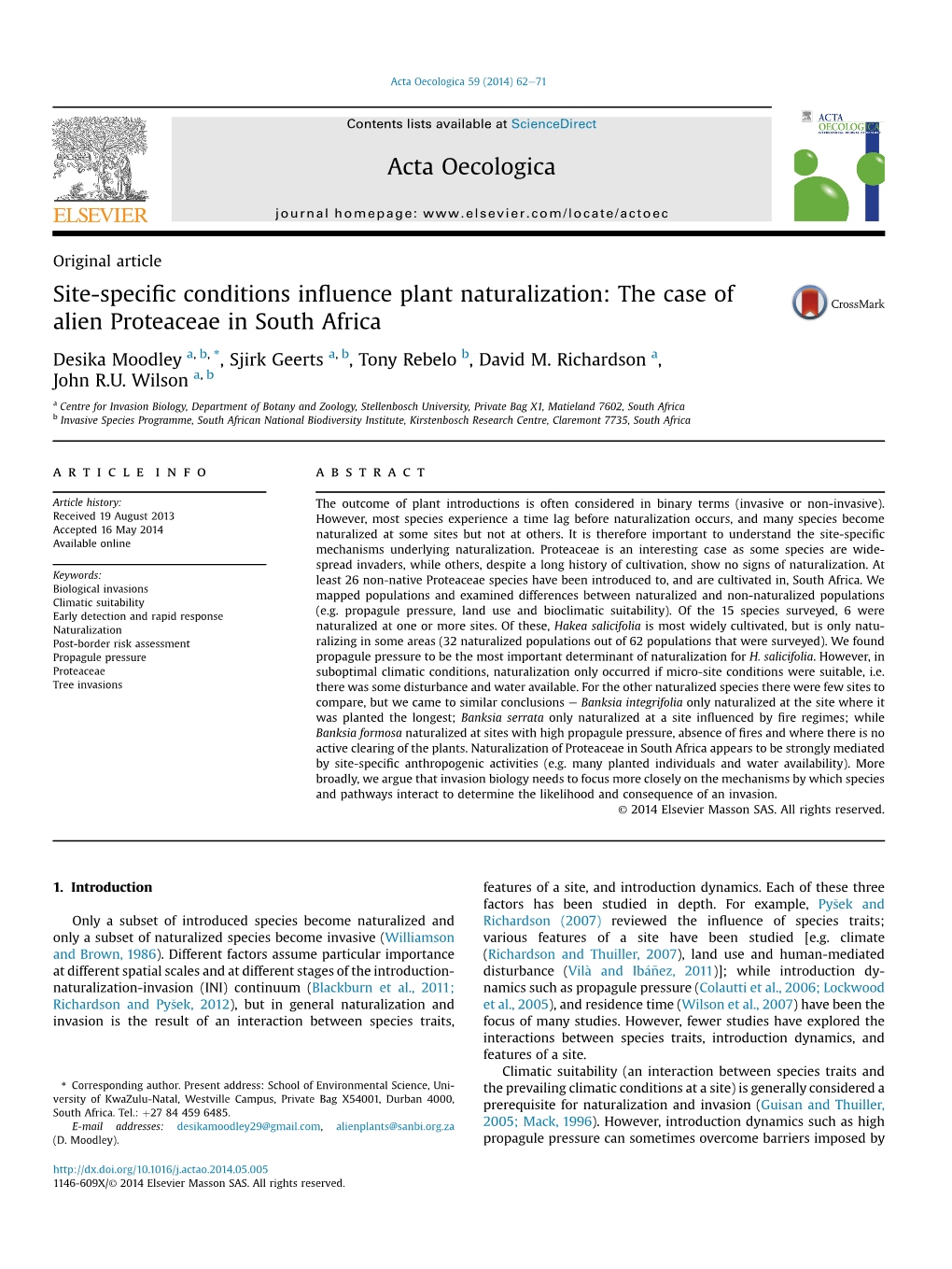 Site-Specific Conditions Influence Plant Naturalization