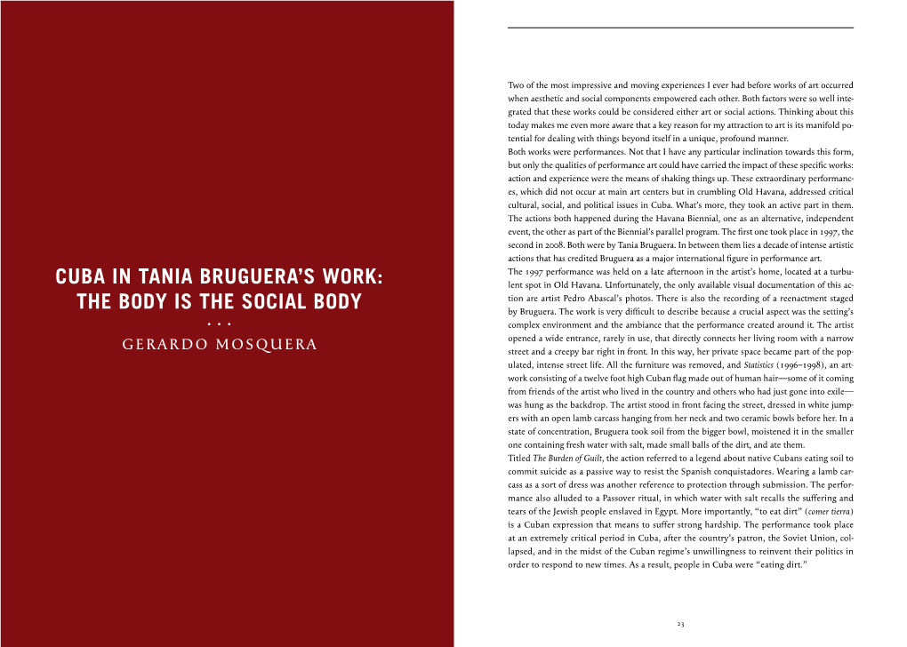 Cuba in TANIA BRUGUERA's Work: the Body Is the Social Body